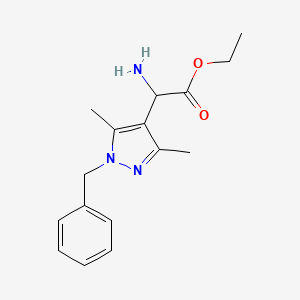 molecular formula C16H21N3O2 B13540861 Ethyl 2-amino-2-(1-benzyl-3,5-dimethyl-1H-pyrazol-4-yl)acetate 