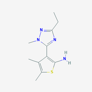 molecular formula C11H16N4S B13541218 3-(3-Ethyl-1-methyl-1h-1,2,4-triazol-5-yl)-4,5-dimethylthiophen-2-amine 