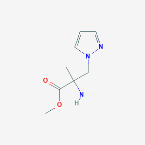 molecular formula C9H15N3O2 B13541229 Methyl 2-methyl-2-(methylamino)-3-(1h-pyrazol-1-yl)propanoate 