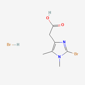 molecular formula C7H10Br2N2O2 B13541243 2-(2-bromo-1,5-dimethyl-1H-imidazol-4-yl)aceticacidhydrobromide 