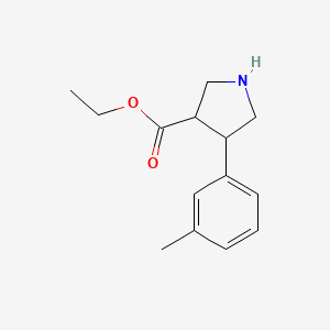 molecular formula C14H19NO2 B13541401 Ethyl 4-(3-methylphenyl)pyrrolidine-3-carboxylate 