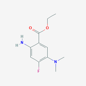 molecular formula C11H15FN2O2 B13541497 Ethyl 2-amino-5-(dimethylamino)-4-fluorobenzoate 