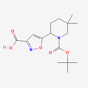 5-(1-(tert-Butoxycarbonyl)-5,5-dimethylpiperidin-2-yl)isoxazole-3-carboxylic acid