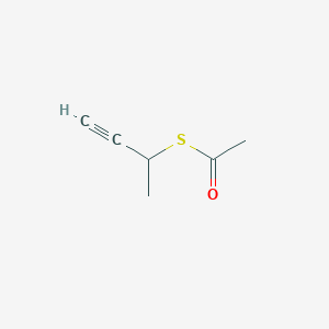 molecular formula C6H8OS B13541555 1-(But-3-yn-2-ylsulfanyl)ethan-1-one 