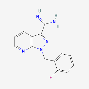 molecular formula C14H12FN5 B1354165 1-(2-Fluorobenzyl)-1H-pyrazolo[3,4-b]pyridine-3-carboximidamide CAS No. 256376-68-8