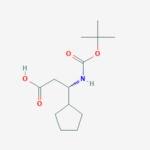 molecular formula C13H23NO4 B13542048 (3S)-3-{[(tert-butoxy)carbonyl]amino}-3-cyclopentylpropanoicacid 