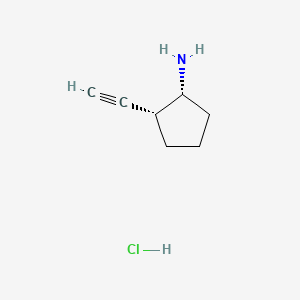 molecular formula C7H12ClN B13542082 rac-(1R,2R)-2-ethynylcyclopentan-1-amine hydrochloride 