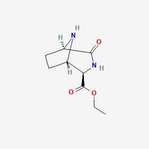 molecular formula C9H14N2O3 B13542220 Ethyl (1S,2R,5R)-4-oxo-3,8-diazabicyclo[3.2.1]octane-2-carboxylate 