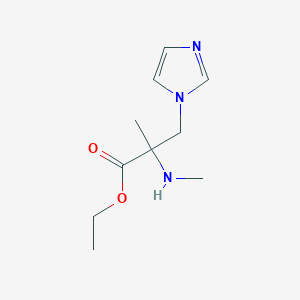 molecular formula C10H17N3O2 B13542271 Ethyl 3-(1h-imidazol-1-yl)-2-methyl-2-(methylamino)propanoate 