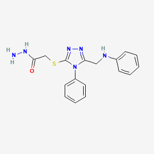 molecular formula C17H18N6OS B1354229 2-{[5-(苯胺甲基)-4-苯基-4H-1,2,4-三唑-3-基]硫代}乙酰肼 CAS No. 680594-25-6