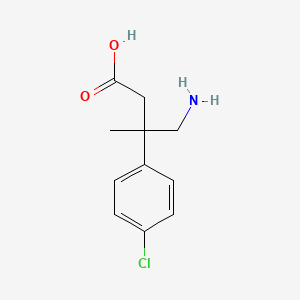 molecular formula C11H14ClNO2 B13542580 4-Amino-3-(4-chlorophenyl)-3-methylbutanoic acid 