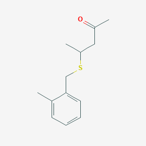 molecular formula C13H18OS B13542620 4-((2-Methylbenzyl)thio)pentan-2-one 