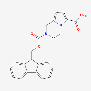 molecular formula C23H20N2O4 B13542631 2-{[(9H-fluoren-9-yl)methoxy]carbonyl}-1H,2H,3H,4H-pyrrolo[1,2-a]pyrazine-6-carboxylic acid 