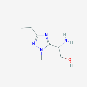 molecular formula C7H14N4O B13542786 2-Amino-2-(3-ethyl-1-methyl-1h-1,2,4-triazol-5-yl)ethan-1-ol 