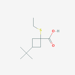 molecular formula C11H20O2S B13542846 3-(Tert-butyl)-1-(ethylthio)cyclobutane-1-carboxylic acid 