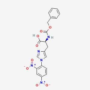 molecular formula C20H17N5O8 B1354298 (S)-2-(((苄氧羰基)氨基)-3-(1-(2,4-二硝基苯基)-1H-咪唑-4-基)丙酸 CAS No. 63013-46-7