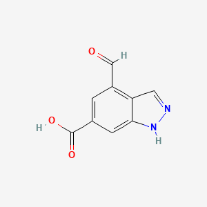 molecular formula C9H6N2O3 B13543073 4-formyl-1H-indazole-6-carboxylic acid 