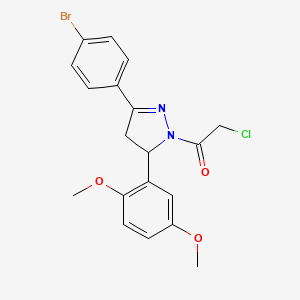 molecular formula C19H18BrClN2O3 B13543150 1-[3-(4-bromophenyl)-5-(2,5-dimethoxyphenyl)-4,5-dihydro-1H-pyrazol-1-yl]-2-chloroethanone 