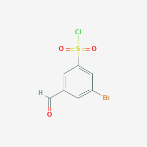 molecular formula C7H4BrClO3S B13543298 3-Bromo-5-formylbenzenesulfonyl chloride 