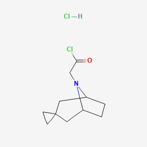 molecular formula C11H17Cl2NO B13543377 2-{8-Azaspiro[bicyclo[3.2.1]octane-3,1'-cyclopropan]-8-yl}acetylchloridehydrochloride 