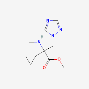 molecular formula C10H16N4O2 B13543392 Methyl 2-cyclopropyl-2-(methylamino)-3-(1h-1,2,4-triazol-1-yl)propanoate 