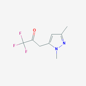 molecular formula C8H9F3N2O B13543435 3-(1,3-dimethyl-1H-pyrazol-5-yl)-1,1,1-trifluoropropan-2-one 