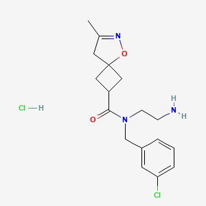 molecular formula C17H23Cl2N3O2 B13543534 N-(2-aminoethyl)-N-[(3-chlorophenyl)methyl]-7-methyl-5-oxa-6-azaspiro[3.4]oct-6-ene-2-carboxamide hydrochloride 