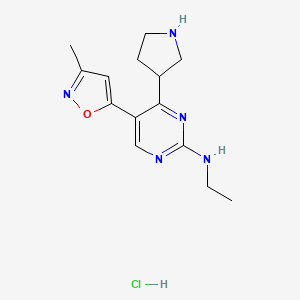 N-ethyl-5-(3-methyl-1,2-oxazol-5-yl)-4-(pyrrolidin-3-yl)pyrimidin-2-amine hydrochloride