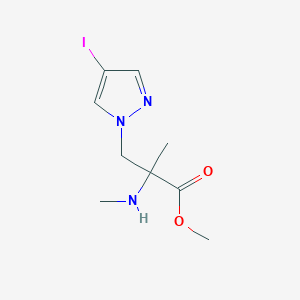 molecular formula C9H14IN3O2 B13543741 Methyl 3-(4-iodo-1h-pyrazol-1-yl)-2-methyl-2-(methylamino)propanoate 