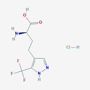 molecular formula C8H11ClF3N3O2 B13543772 (2R)-2-amino-4-[3-(trifluoromethyl)-1H-pyrazol-4-yl]butanoicacidhydrochloride 