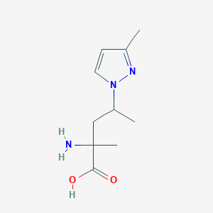 molecular formula C10H17N3O2 B13543927 2-Amino-2-methyl-4-(3-methyl-1h-pyrazol-1-yl)pentanoic acid 