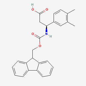 molecular formula C26H25NO4 B13544043 (S)-3-((((9H-Fluoren-9-yl)methoxy)carbonyl)amino)-3-(3,4-dimethylphenyl)propanoic acid 