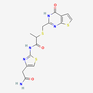 N-[4-(carbamoylmethyl)-1,3-thiazol-2-yl]-2-[({4-oxo-1H,4H-thieno[2,3-d]pyrimidin-2-yl}methyl)sulfanyl]propanamide