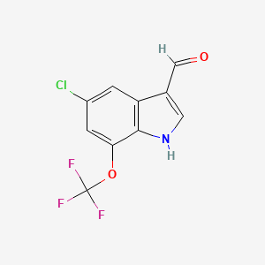 molecular formula C10H5ClF3NO2 B13544196 5-chloro-7-(trifluoromethoxy)-1H-indole-3-carbaldehyde CAS No. 2825011-04-7