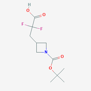 molecular formula C11H17F2NO4 B13544286 3-{1-[(Tert-butoxy)carbonyl]azetidin-3-yl}-2,2-difluoropropanoicacid 