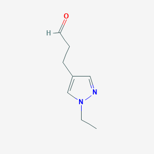 molecular formula C8H12N2O B13544414 3-(1-ethyl-1H-pyrazol-4-yl)propanal 