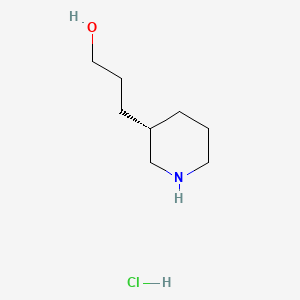 molecular formula C8H18ClNO B13544445 3-[(3S)-piperidin-3-yl]propan-1-olhydrochloride 