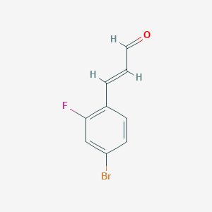 molecular formula C9H6BrFO B13544568 3-(4-Bromo-2-fluorophenyl)acrylaldehyde 