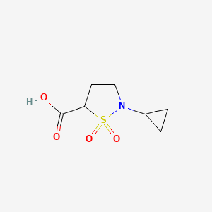 molecular formula C7H11NO4S B13544573 2-Cyclopropyl-1,1-dioxo-1lambda6,2-thiazolidine-5-carboxylicacid 