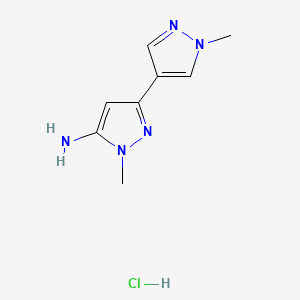 molecular formula C8H12ClN5 B13544605 1,1'-dimethyl-1H,1'H-[3,4'-bipyrazol]-5-aminehydrochloride 