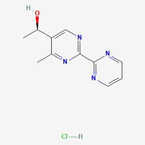 molecular formula C11H13ClN4O B13544663 (1R)-1-[4-methyl-2-(pyrimidin-2-yl)pyrimidin-5-yl]ethan-1-ol hydrochloride 