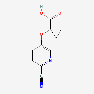 molecular formula C10H8N2O3 B13544678 1-[(6-Cyanopyridin-3-yl)oxy]cyclopropane-1-carboxylic acid 