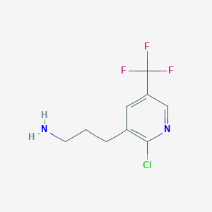 molecular formula C9H10ClF3N2 B13544754 3-[2-Chloro-5-(trifluoromethyl)pyridin-3-YL]propan-1-amine CAS No. 1393532-06-3