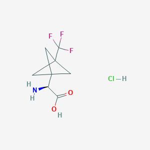 molecular formula C8H11ClF3NO2 B13544756 (2S)-2-amino-2-[3-(trifluoromethyl)bicyclo[1.1.1]pentan-1-yl]acetic acid hydrochloride 