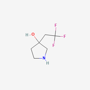 molecular formula C6H10F3NO B13544913 3-(2,2,2-Trifluoroethyl)pyrrolidin-3-OL 