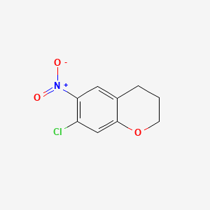 molecular formula C9H8ClNO3 B13544931 7-chloro-6-nitro-3,4-dihydro-2H-1-benzopyran 