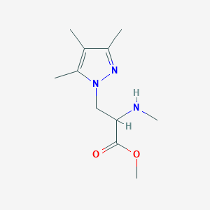 molecular formula C11H19N3O2 B13545533 Methyl 2-(methylamino)-3-(3,4,5-trimethyl-1h-pyrazol-1-yl)propanoate 