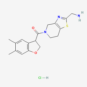 molecular formula C18H22ClN3O2S B13545824 [2-(aminomethyl)-6,7-dihydro-4H-[1,3]thiazolo[4,5-c]pyridin-5-yl]-(5,6-dimethyl-2,3-dihydro-1-benzofuran-3-yl)methanone;hydrochloride 