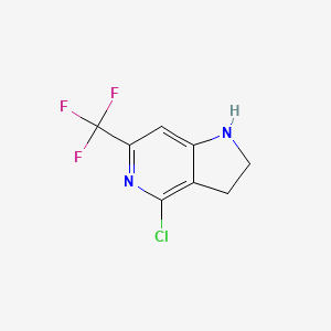 molecular formula C8H6ClF3N2 B13546080 4-Chloro-6-(trifluoromethyl)-2,3-dihydro-1H-pyrrolo[3,2-C]pyridine 