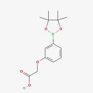 molecular formula C14H19BO5 B13546090 2-[3-(4,4,5,5-Tetramethyl-1,3,2-dioxaborolan-2-yl)phenoxy]aceticacid 